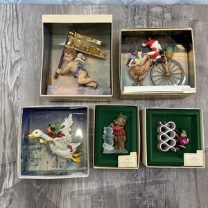 Hallmark Keepsake Bear Ice Elf Santa Angel Goose Christmas Ornaments lot of 5